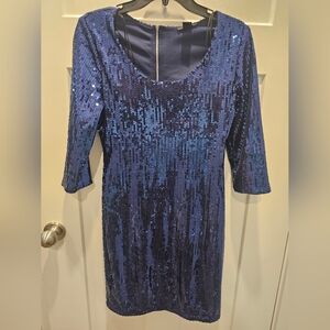 h&m blue sequin dress Womans Divided H&M Blue Sequin Mini Dress Size 10 Polyester